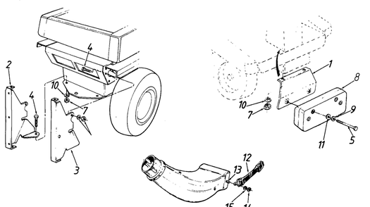 Rear Bagger Mounting Kit Diagram and Parts List for 435 (190100)(1988) Cub Cadet Lawn Tractor Accessories